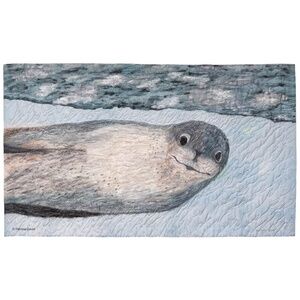 LEOPARD SEAL - original mixed media textile wall hanging - New